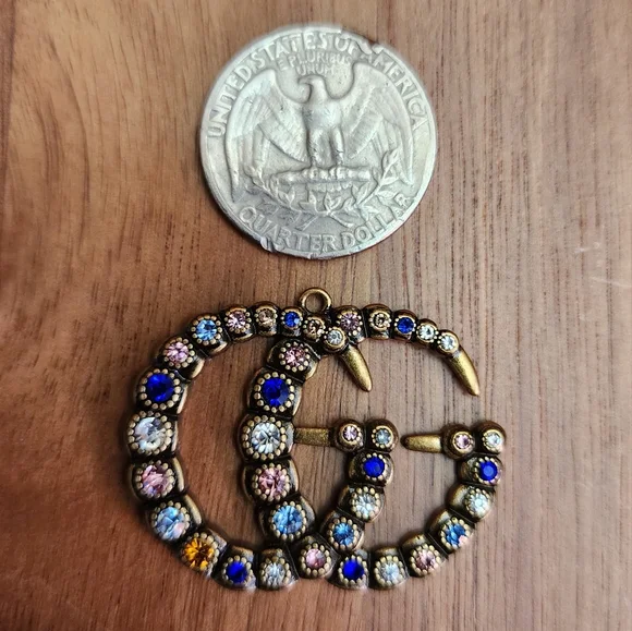 Multi-colored Rhinestones GG zipper Pull - Picture 2 of 4